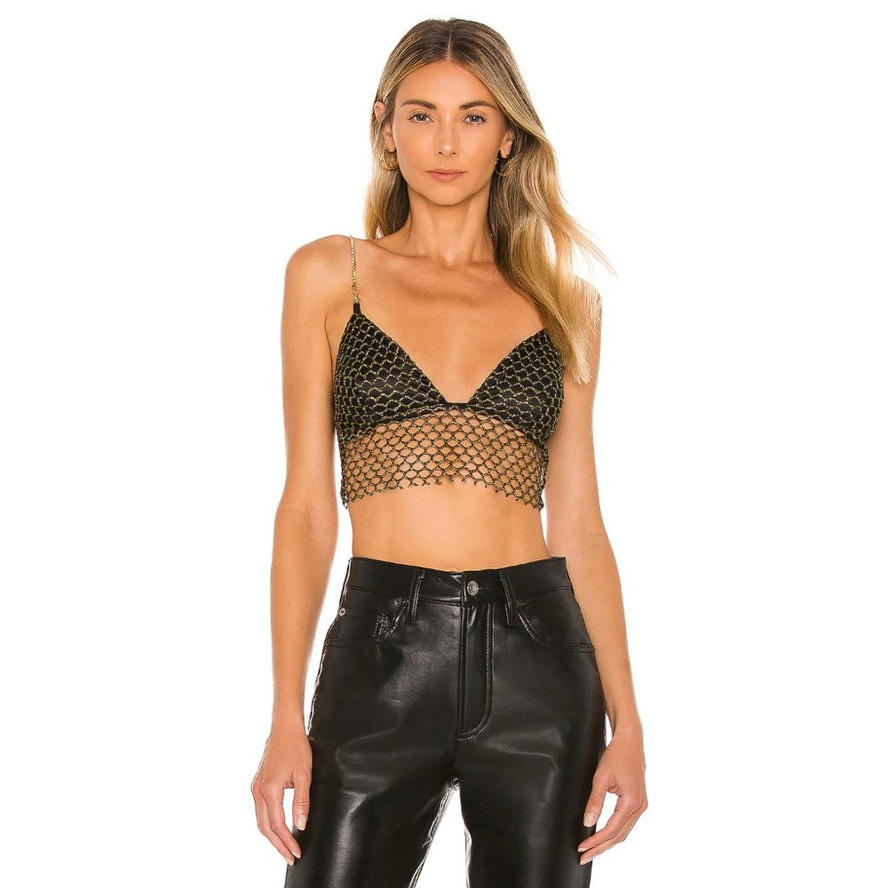 superdown Kali Crop Top in Black Metallic